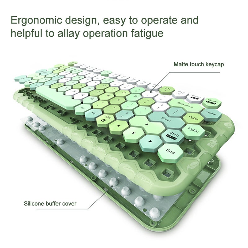 Cordless Mechanical Round Cap Keyboard And Mouse Blue  - Image 4