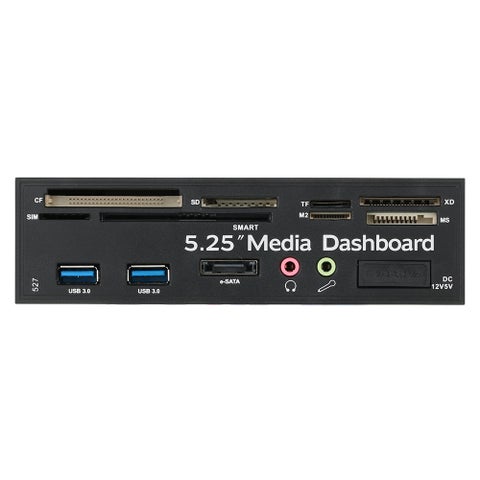 Multi-Function USB 3.0 Hub eSATA Port Internal Card Reader PC Dashboard Media Front Panel Audio Black