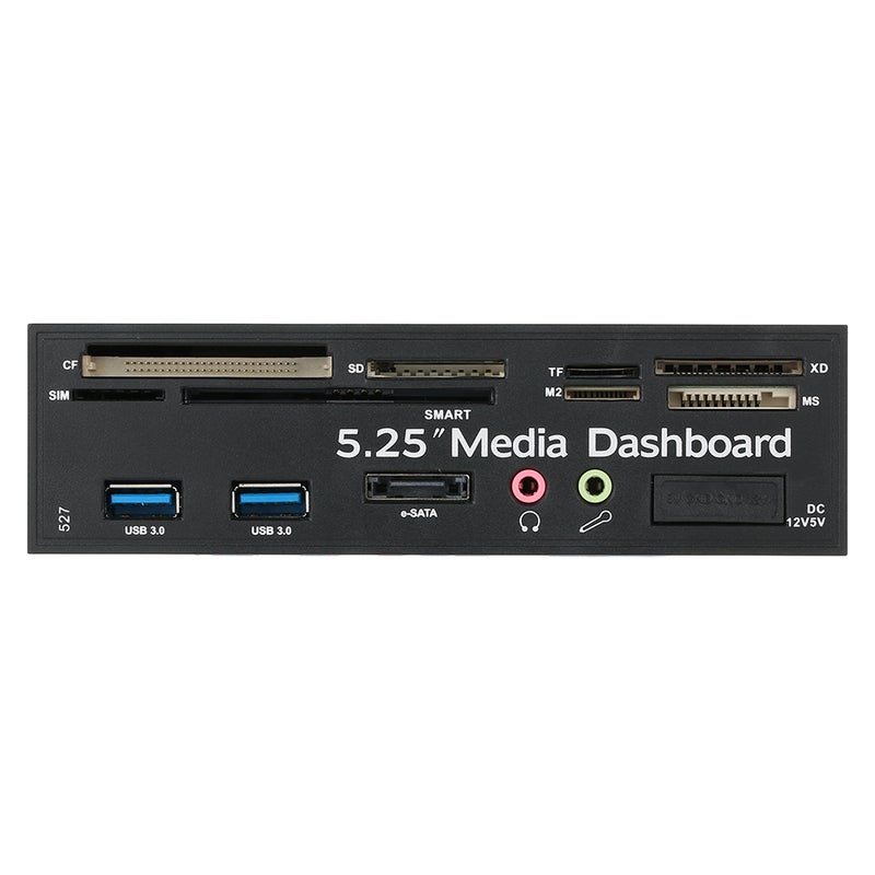 Generic - Multi-Function USB 3.0 Hub eSATA Port Internal Card Reader PC Dashboard Media Front Panel Audio Black - Image 1