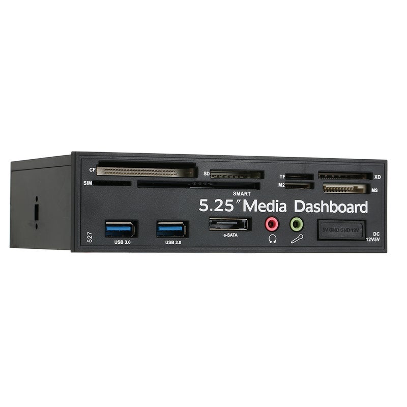 Generic - Multi-Function USB 3.0 Hub eSATA Port Internal Card Reader PC Dashboard Media Front Panel Audio Black - Image 1