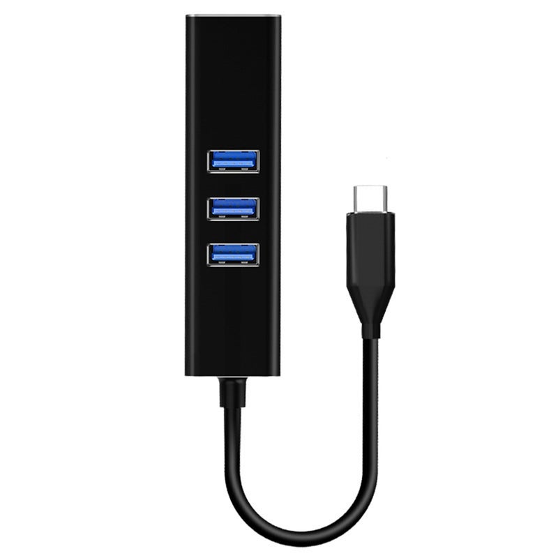 T302 4 in 1 Hub Type-C To USB3.0*3+RJ45 Intelligent USB Hub Multi-port Adpater for Laptop Computer Mobile Phones Black  - Image 1