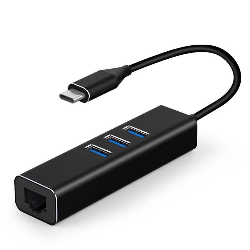 T302 4 in 1 Hub Type-C To USB3.0*3+RJ45 Intelligent USB Hub Multi-port Adpater for Laptop Computer Mobile Phones Black  - Image 2