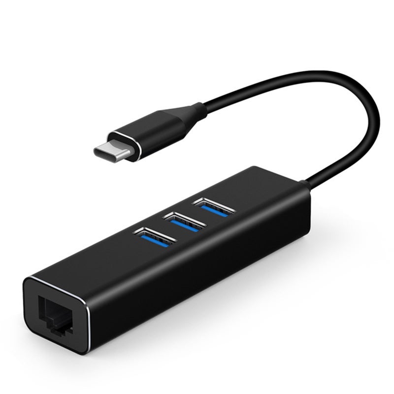 T302 4 in 1 Hub Type-C To USB3.0*3+RJ45 Intelligent USB Hub Multi-port Adpater for Laptop Computer Mobile Phones Black  - Image 3