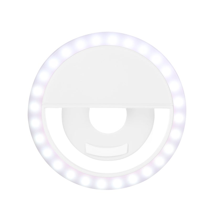 Generic - LED Selfie Light Circle Flash Fill Clip Camera Lamp For Mobile Phone And Tablets White - Image 1