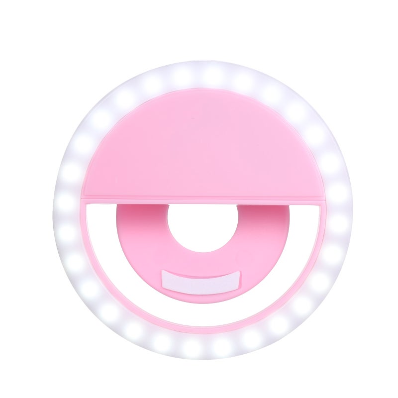 LED Selfie Light Circle Flash Fill Clip Camera Lamp For Mobile Phone And Tablets Pink  - Image 1