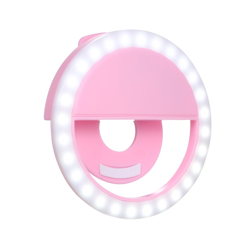 LED Selfie Light Circle Flash Fill Clip Camera Lamp For Mobile Phone And Tablets Pink  - Image 3