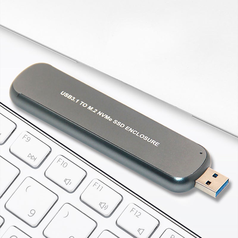 Portable Hard Drive Enclosure USB3.1 to M.2 NVMe SSD Enclosure Aluminum Alloy Mobile Hard Drive Case Grey - Image 3