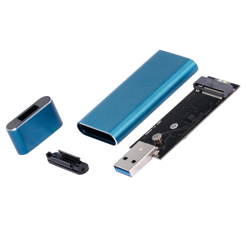 Generic - USB 3.0 to M.2 NGFF SSD Enclosure Solid State Drive Aluminum Alloy SSD Case Portable U Disk Type SSD Enclosure Blue - Image 1