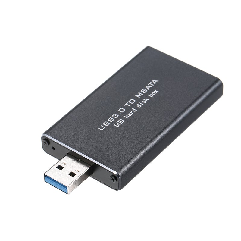 Generic - USB3.0 to MSATA SSD Enclosure Portable External Hard Disk Box USB Disk Driver Support TRIM Black - Image 1