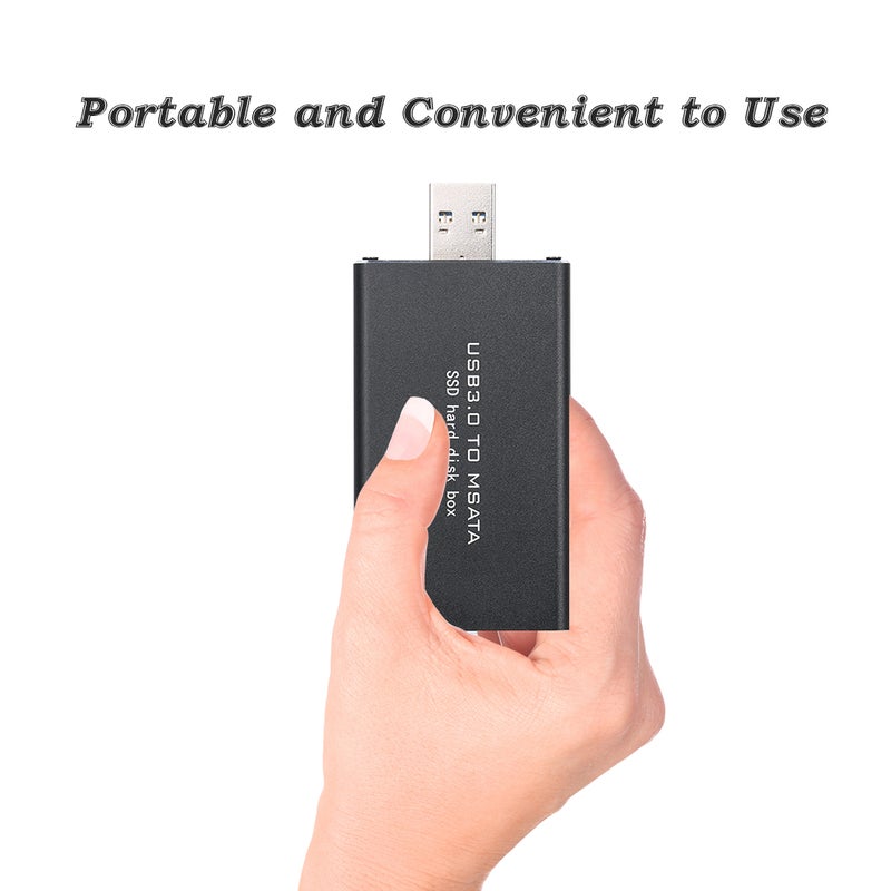 Generic - USB3.0 to MSATA SSD Enclosure Portable External Hard Disk Box USB Disk Driver Support TRIM Black - Image 1