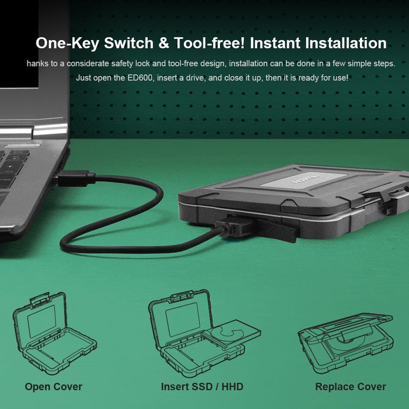 ADATA ED600 External Enclosure SSD HDD Case Black - Image 3