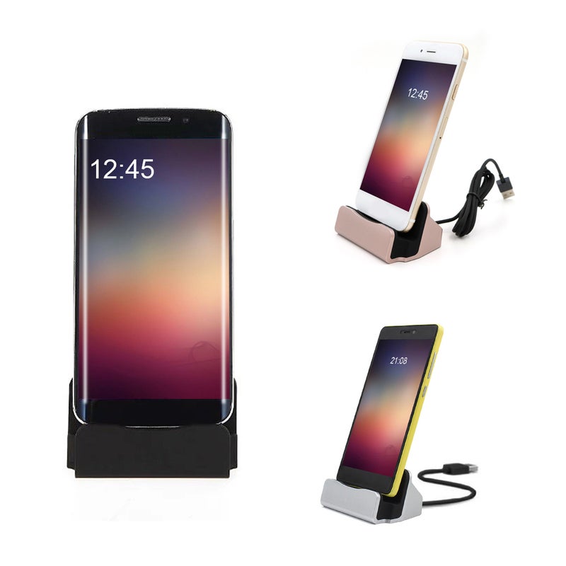 Phone Dock Charging Stand Base Cradle USB Cable Holder Compatible with I-Phone X/8/7/6, Samsung And Android Rose Gold
