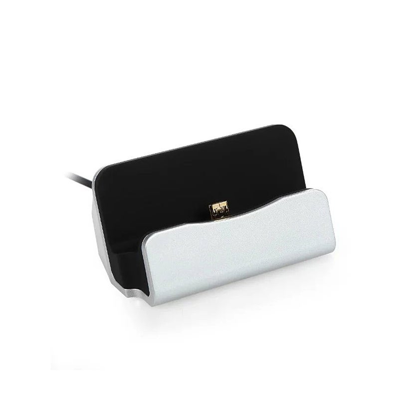 ماركة غير محددة قاعدة شحن للهاتف مزودة بحامل وكابل USB متوافقة مع هاتف آيفون X/8/7/6 وهواتف سامسونج وأندرويد فضي  - Image 3