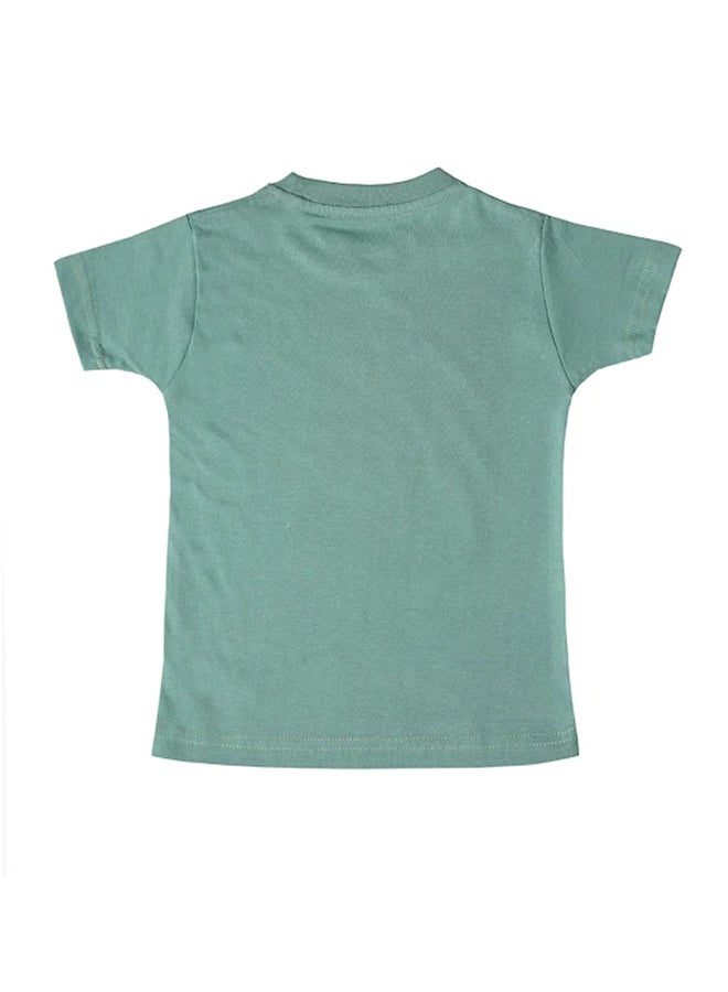 kid studio Printed Round Neck T-Shirt Green  - Image 2