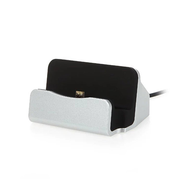 ماركة غير محددة قاعدة شحن للهاتف مزودة بحامل وكابل USB متوافقة مع هاتف آيفون X/8/7/6 وهواتف سامسونج وأندرويد فضي  - Image 1