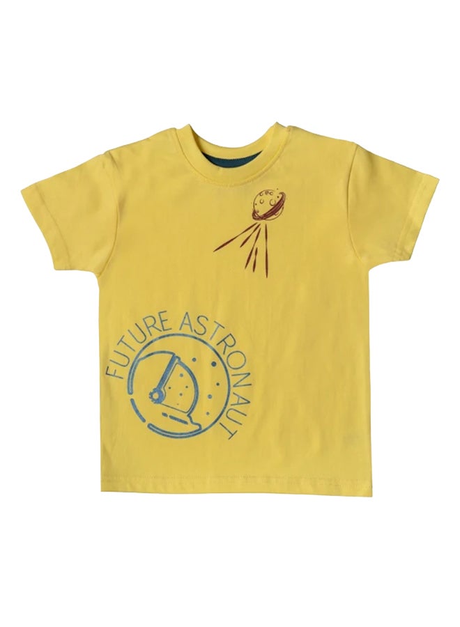 kid studio Printed Round Neck T-Shirt Yellow  - Image 1