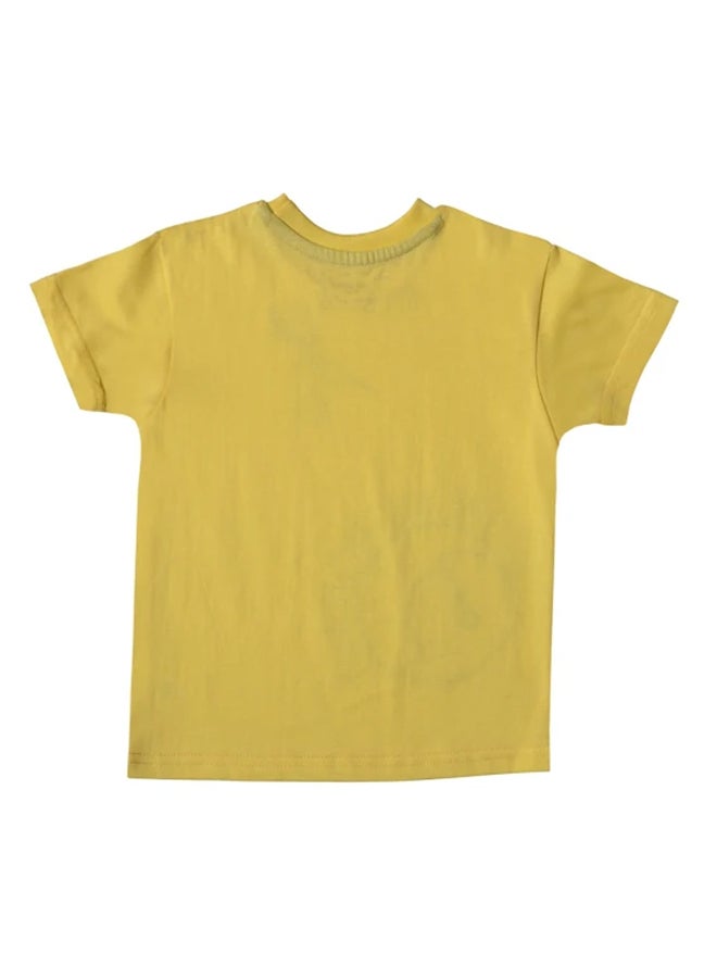 kid studio Printed Round Neck T-Shirt Yellow  - Image 2