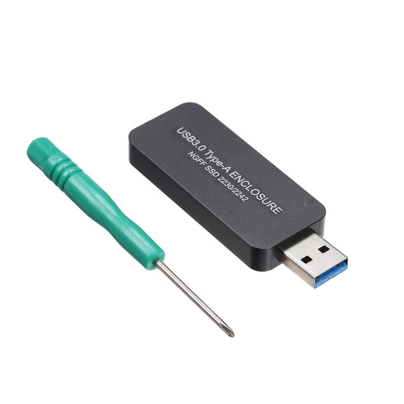 Generic - M.2 NGFF SSD 2230/2242 USB3.0 Type-A Enclosure SATA SSD Portable and High Speed Transfer Black - Image 1