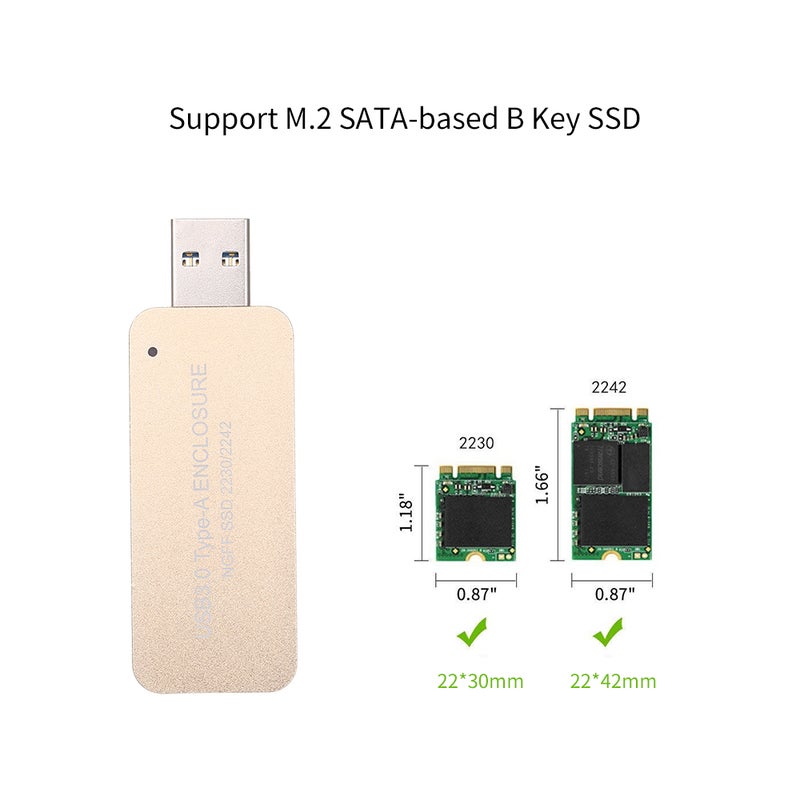 Generic - M.2 NGFF SSD 2230/2242 USB3.0 Type-A Enclosure SATA SSD Portable and High Speed Transfer Black - Image 1