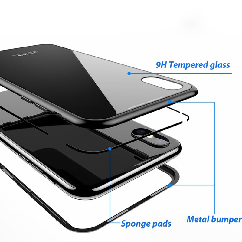 Magnetic Adsorption Case Clear Tempered Glass Black  - Image 3