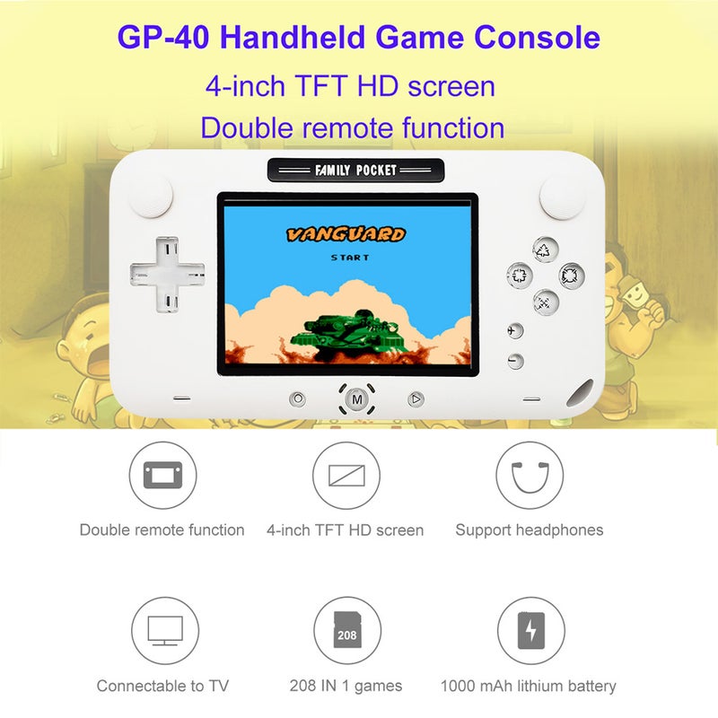 GP40 Nostalgic Built-In 208 NES Games 4.0 Inch TFT HD Screen Handheld Joystick Game Console - Image 2