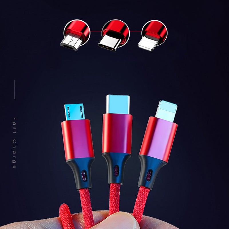 كابل USB 3 في 1 مناسب للهواتف المحمولة ذهبي - Image 3