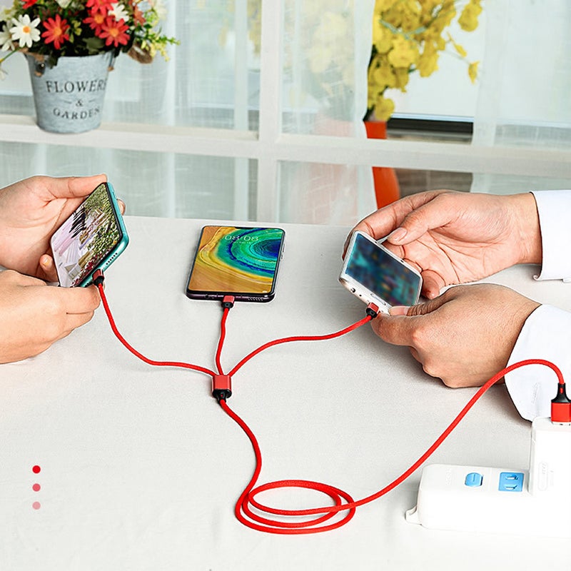 كابل USB 3 في 1 مناسب للهواتف المحمولة ذهبي - Image 4