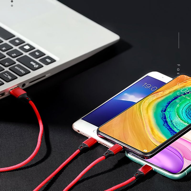 كابل USB 3 في 1 مناسب للهواتف المحمولة ذهبي - Image 5