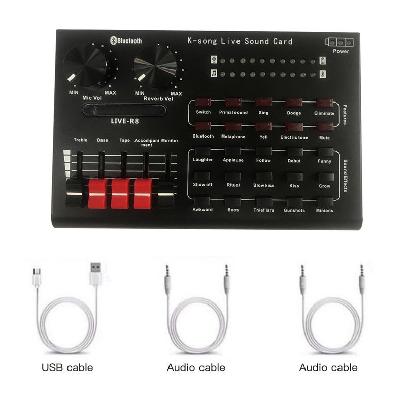 Generic Live Sound Card With USB Audio Cables Black  - Image 1