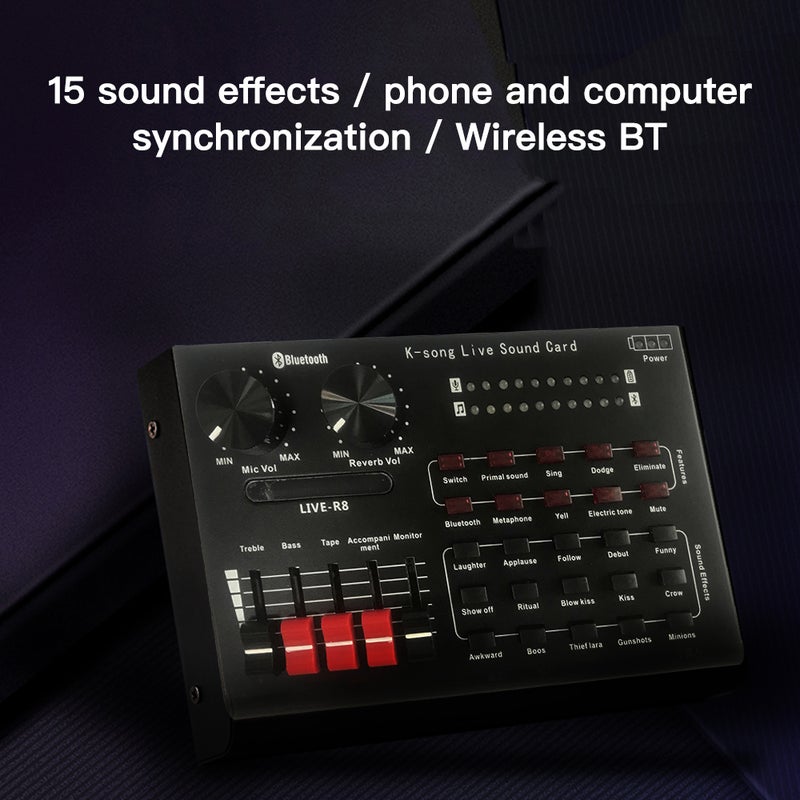 Generic Live Sound Card With USB Audio Cables Black  - Image 2