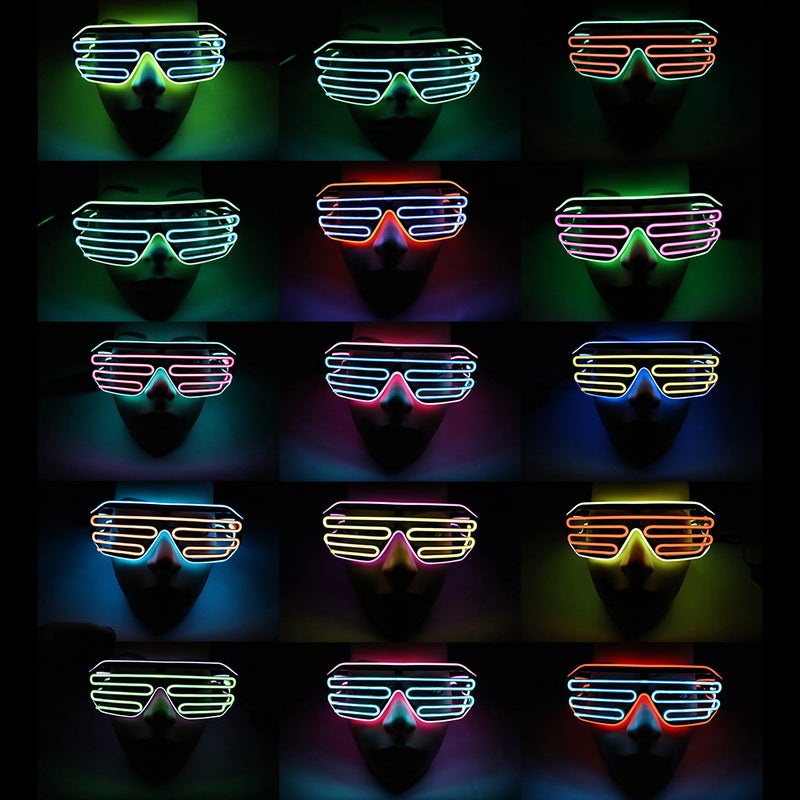 YJ006 15 Colors Optional Light Up El Wire Neon Rave Glowing Party Voice-control LED Glasses - Image 2