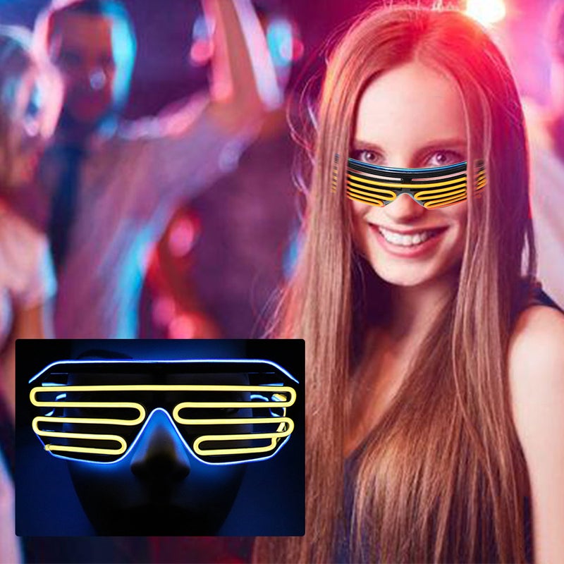 Generic YJ006 15 Colors Optional Light Up El Wire Neon Rave Glowing Party Voice-control LED Glasses  - Image 5