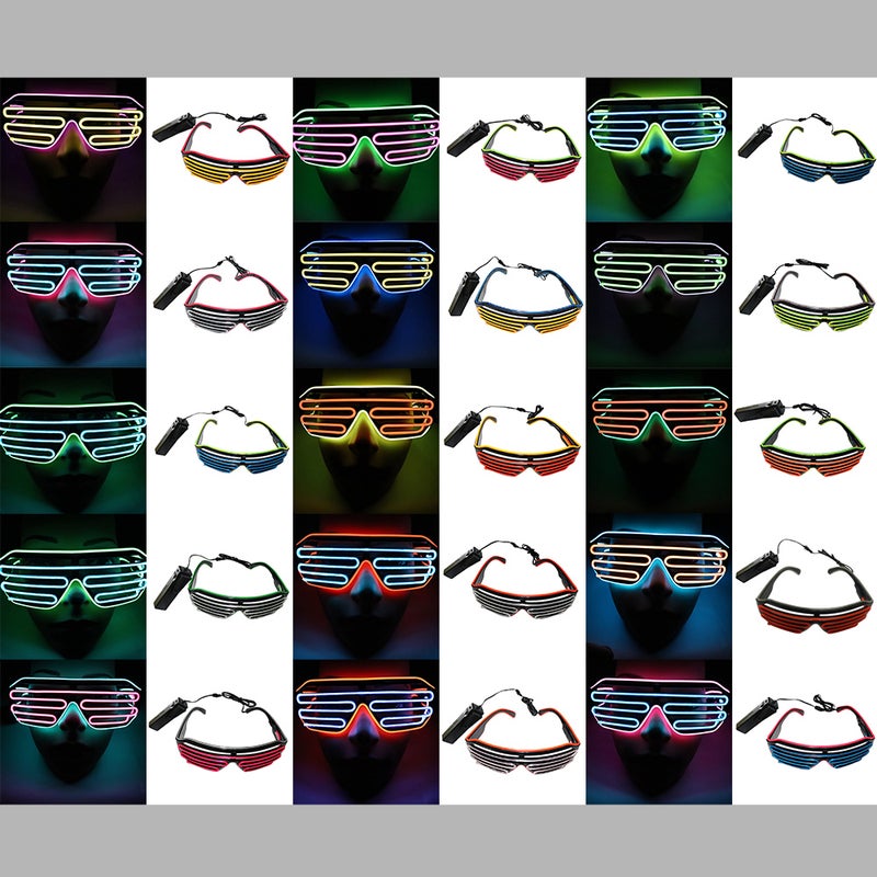 Generic YJ006 15 Colors Optional Light Up El Wire Neon Rave Glowing Party Voice-control LED Glasses  - Image 3