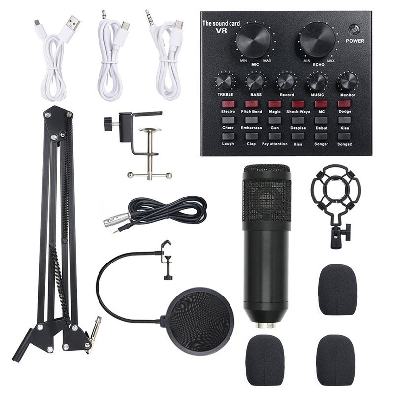 Multi-functional Live Sound Card + Microphone Set Black  - Image 1