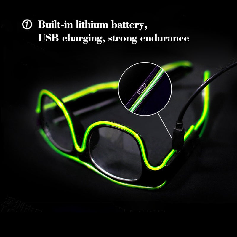 YJ011 10 Colors Optional Light Up EL Wire USB Charge Twinkle Glowing Party LED Decorative Glasses - Image 2
