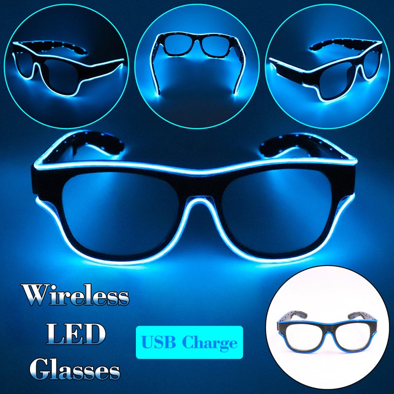 YJ011 10 Colors Optional Light Up EL Wire USB Charge Twinkle Glowing Party LED Decorative Glasses - Image 3