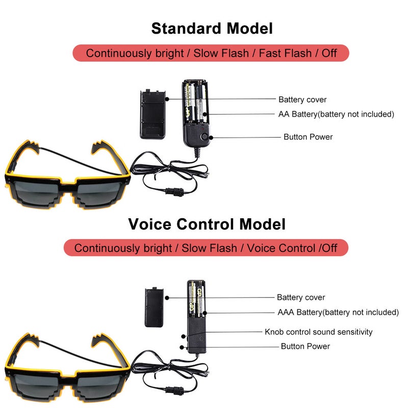 نظارة LED للحفلات بإضاءة نيون متوهجة وراقصة ومزودة بكابل إضاءة كهربي تأتي في 10 ألوان من اختيارك - Image 3