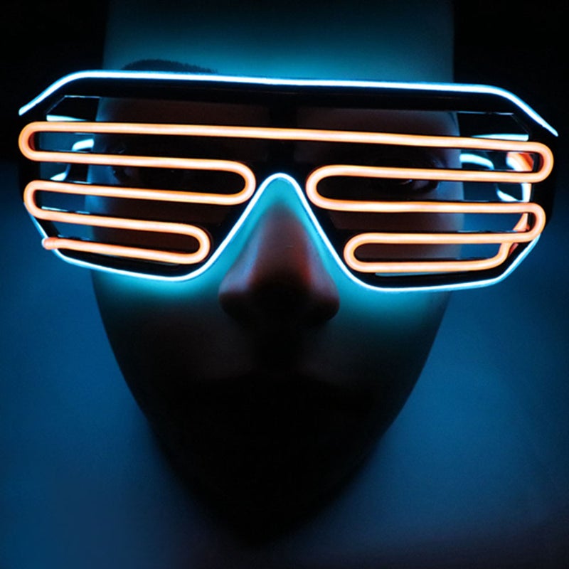 Generic - 15 Colors Optional Light Up El Wire Neon Rave Twinkle Glowing Party LED Glasses - Image 1