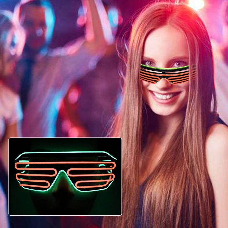 Generic - 15 Colors Optional Light Up El Wire Neon Rave Twinkle Glowing Party LED Glasses - Image 1