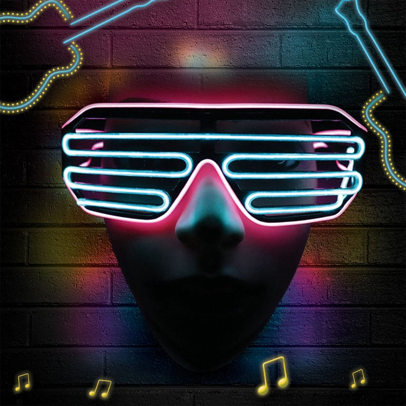 Generic - 15 Colors Optional Light Up El Wire Neon Rave Twinkle Glowing Party LED Glasses - Image 1