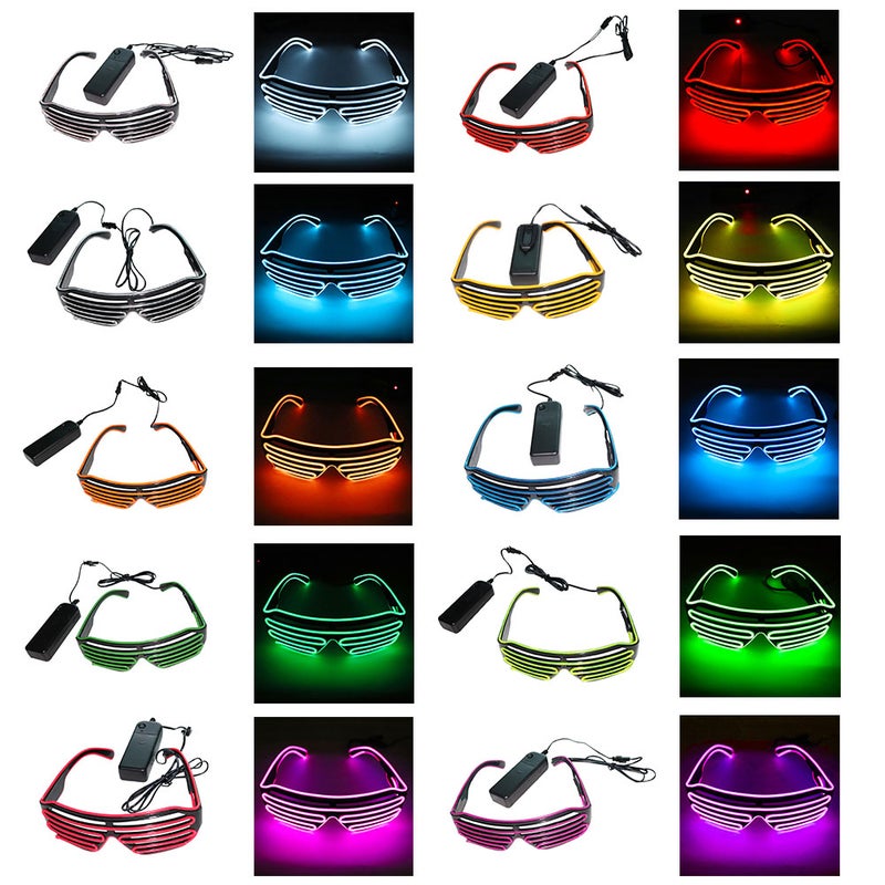 10 Colors Optional Light Up El Wire Neon Rave Twinkle Glowing Party LED Glasses - Image 2
