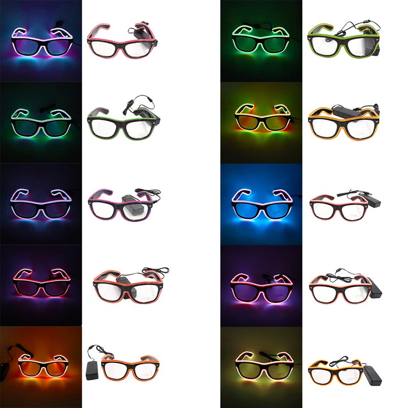 20 Colors Optional Light Up El Wire Neon Rave Twinkle Glowing Party LED Glasses - Image 5