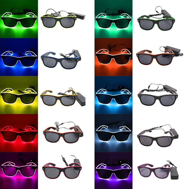 10 Colors Optional Light Up El Wire Neon Rave Twinkle Glowing Party LED Glasses - Image 4
