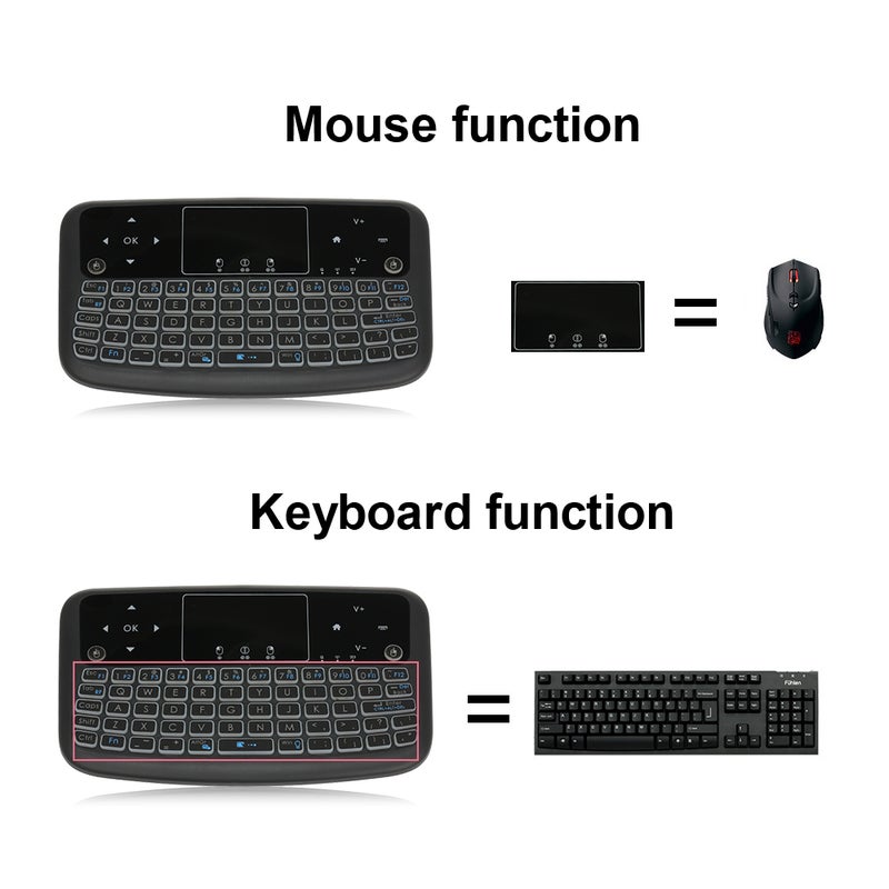 Generic - A36 Mini Wireless Keyboard 2.4G Backlit Air Mouse Touchpad For Android TV Box Smart TV PC PS3 Black - Image 1