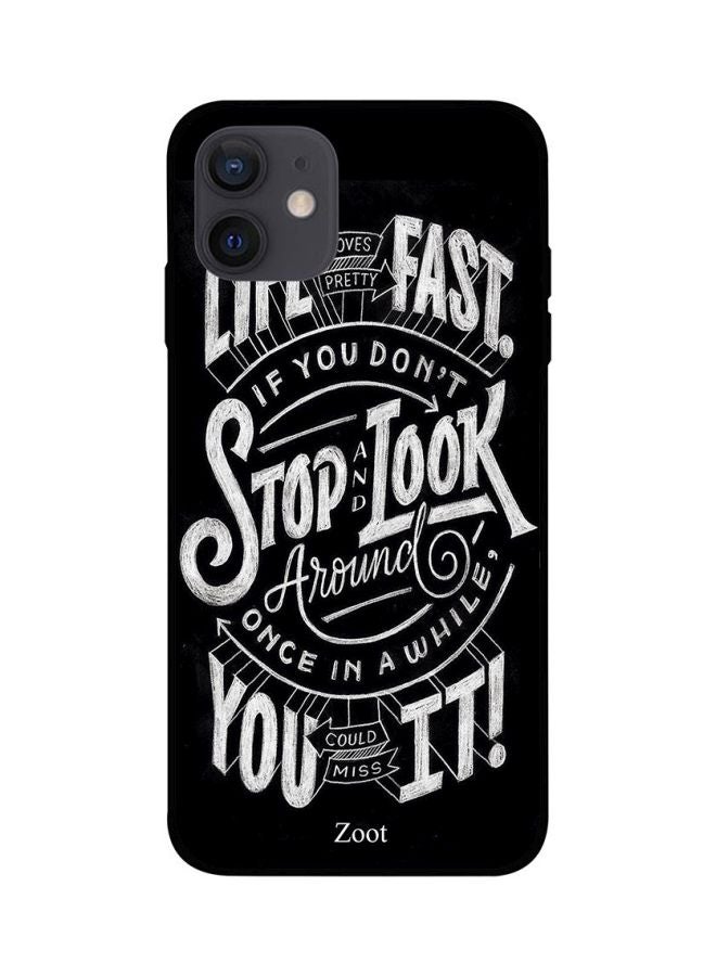 زوت Stop And Look Printed Case Cover -for Apple iPhone 12 Black/White Black/White - Image 1