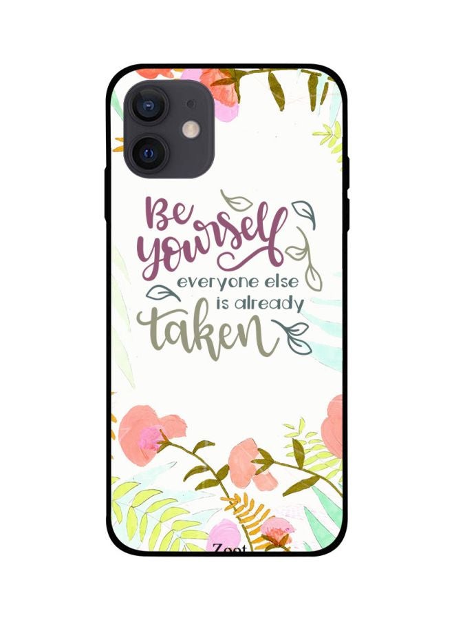 Zoot Be Yourself Quote Printed Case Cover -for Apple iPhone 12 White/Pink/Green White/Pink/Green - Image 1