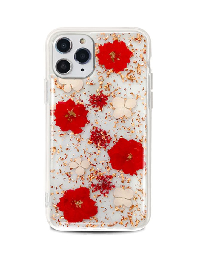 بي جي غطاء حماية بطبعة زهور لهاتف أبل آيفون 12 برو أبيض/أسود/بيج