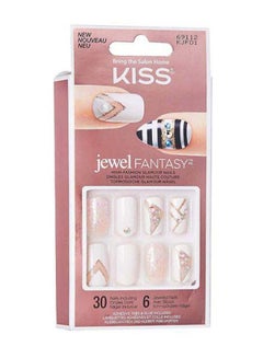 KISS Jewel Fantasy Nails White with beige  - Image 2