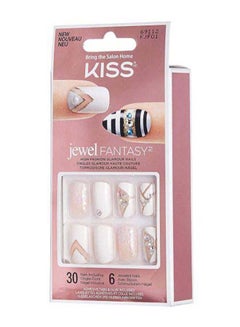 KISS Jewel Fantasy Nails White with beige  - Image 3