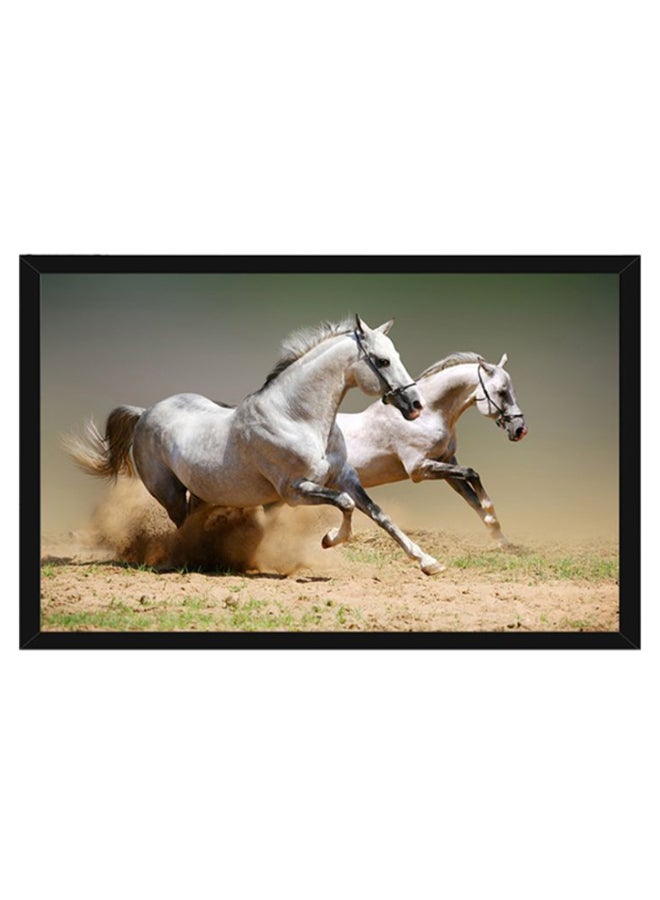 ملصق يحمل صورة حصان يركض مزوَّد بإطار متعدد الألوان 55 x 40سم